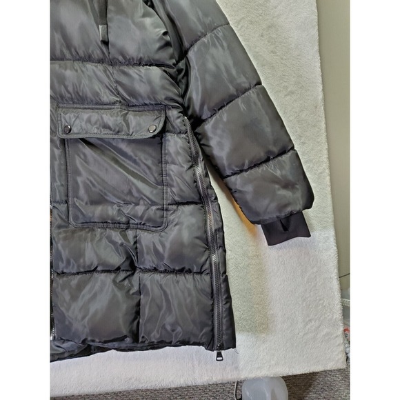 Madden Girl Puffer Coat Womens XL Black Sherpa Lined‎ Hooded Drawstring Full Zip - Picture 5 of 9